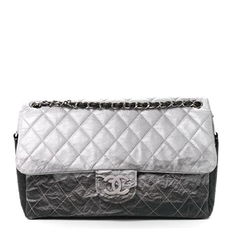 CHANEL Vinyl Quilted Jumbo Melrose Degrade Flap Black 